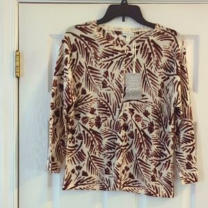 Garnet Hill ECO Merino Wool Tropical Button Up Cardigan NWT